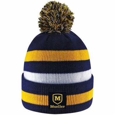 Logofit Knit Hat with White Stripe and Pom
